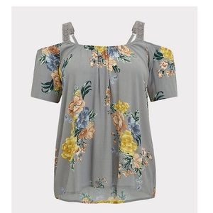 Torrid grey floral cold shoulder 0 (12)